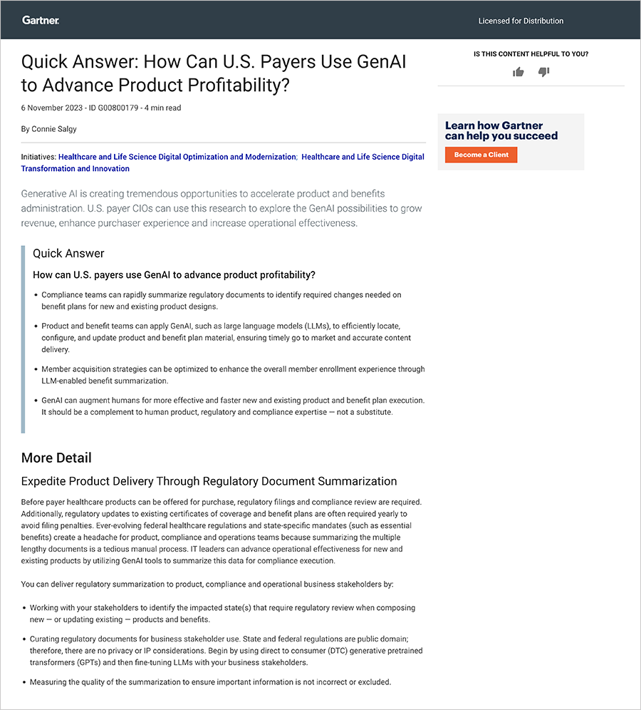 Quick Answer: How Can U.S. Payers Use GenAI to Advance Product Profitability?